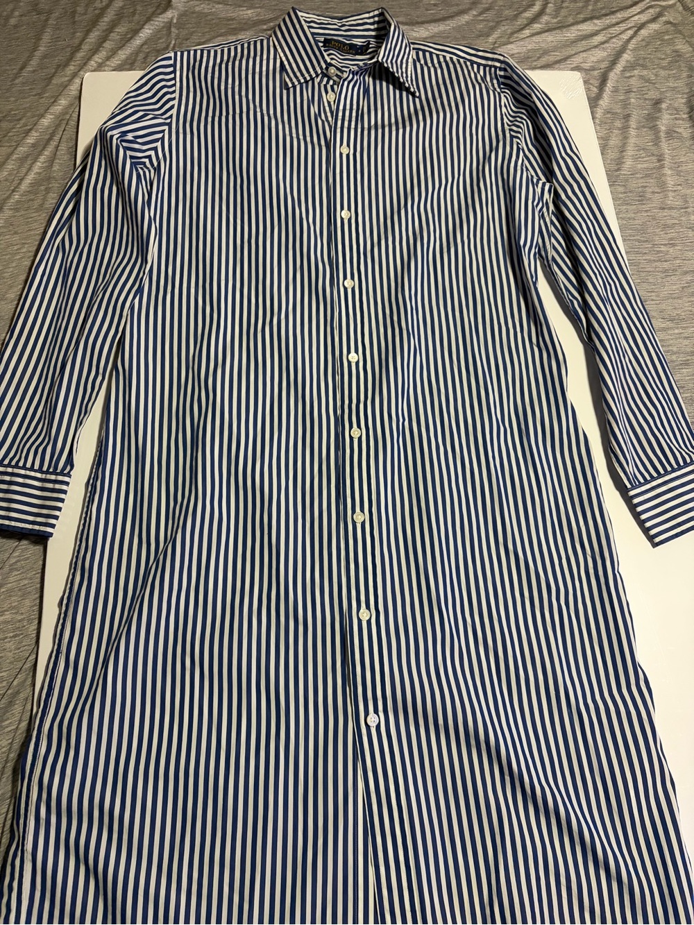 Polo by Ralph Lauren Blue and White Striped Long Sleeve Dress